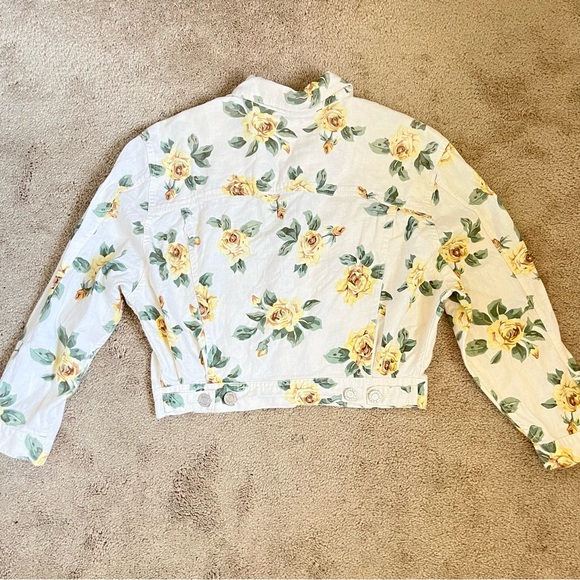 Vintage ESPRIT Sport 80s 90s Floral Rose Print Linen Cotton Blend Jacket size M - Picture 6 of 11